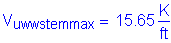 Formula: V subscript uwwstemmax = 15 point 65 Kips per foot