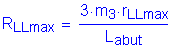 Formula: R subscript LLmax = numerator (3 times m subscript 3 times r subscript LLmax) divided by denominator (L subscript abut)