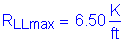 Formula: R subscript LLmax = 6 point 50 Kips per foot