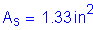 Formula: A subscript s = 1 point 33 inches squared