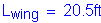 Formula: L subscript wing = 20 point 5 feet