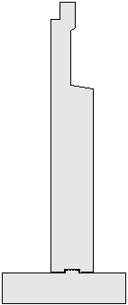 Elevation view of a reinforced concrete cantilever abutment. The toe is shown to the right and the heel is shown to the left.