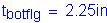 Formula: t subscript botflg = 2 point 25 inches