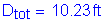 Formula: D subscript tot = 10 point 23 feet