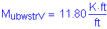 Formula: M subscript ubwstrV = 11 point 80 Kips foot per foot