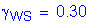 Formula: gamma subscript WS = 0 point 30