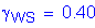 Formula: gamma subscript WS = 0 point 40