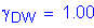 Formula: gamma subscript DW = 1 point 00