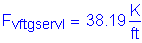 Formula: F subscript vftgservI = 38 point 19 Kips per foot
