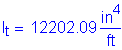 Formula: I subscript t = 12202 point 09 numerator ( inches superscript 4) divided by denominator ( feet )