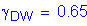 Formula: gamma subscript DW = 0 point 65