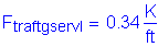 Formula: F subscript traftgservI = 0 point 34 Kips per foot