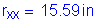 Formula: r subscript xx = 15 point 59 inches