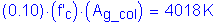 Formula: ( 0 point 10) times ( f prime subscript c ) times ( A subscript g_col ) = 4018 K