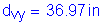 Formula: d subscript vy = 36 point 97 inches