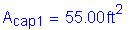 Formula: A subscript cap1 = 55 point 00 feet squared