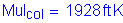 Formula: MuI subscript col = 1928 feet K