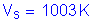 Formula: V subscript s = 1003 K