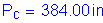 Formula: P subscript c = 384 point 00 inches