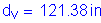 Formula: d subscript v = 121 point 38 inches