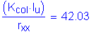 Formula: numerator (( K subscript col times I subscript u )) divided by denominator (r subscript xx) = 42 point 03