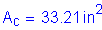 Formula: A subscript c = 33 point 21 inches squared