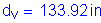 Formula: d subscript v = 133 point 92 inches