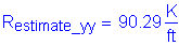 Formula: R subscript estimate_yy = 90 point 29 Kips per foot