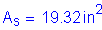 Formula: A subscript s = 19 point 32 inches squared