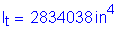 Formula: I subscript t = 2834038 inches superscript 4