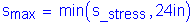 Formula: s subscript max = min ( s minus stress , 24 inches ches )