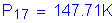 Formula: P subscript 17 = 147 point 71K