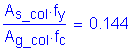 Formula: numerator (A subscript s_col times f subscript y) divided by denominator (A subscript g_col times f subscript c) = 0 point 144