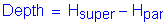 Formula: Depth = H subscript super minus H subscript par