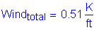 Formula: Wind subscript total = 0 point 51 Kips per foot