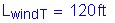 Formula: L subscript windT = 120 feet