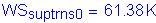 Formula: WS subscript suptrns0 = 61 point 38 K