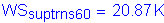 Formula: WS subscript suptrns60 = 20 point 87 K