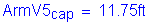 Formula: ArmV5 subscript cap = 11 point 75 feet