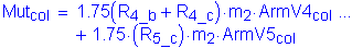 Formula: Mut subscript col = 1 point 75 ( R subscript 4_b + R subscript 4_c ) times m subscript 2 times ArmV4 subscript col + 1 point 75 times ( R subscript 5_c ) times m subscript 2 times ArmV5 subscript col