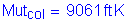 Formula: Mut subscript col = 9061 feet K