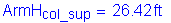 Formula: ArmH subscript col_sup = 26 point 42 feet