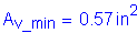 Formula: A subscript v_min = 0 point 57 inches squared