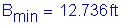 Formula: B subscript min = 12 point 736 feet