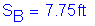 Formula: S subscript B = 7 point 75 feet