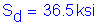 Formula: S subscript d = 36 point 5 ksi