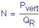 Formula: N = numerator (P subscript vert) divided by denominator (Q subscript R)