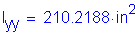 Formula: I subscript yy = 210 point 2188 inches squared