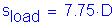 Formula: s subscript Ioad = 7 point 75 times D