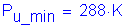 Formula: P subscript u_min = 288 K